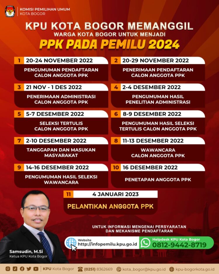 KPU Kota Bogor Buka Pendaftaran Calon Anggota PPK Pemilu 2024