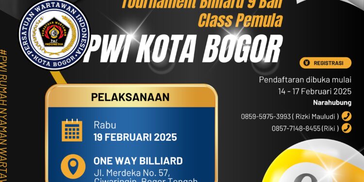 Catat Tanggalnya! PWI Kota Bogor Gelar Turnamen Billiard Peringati HUT ke-79 PWI dan HPN 2025