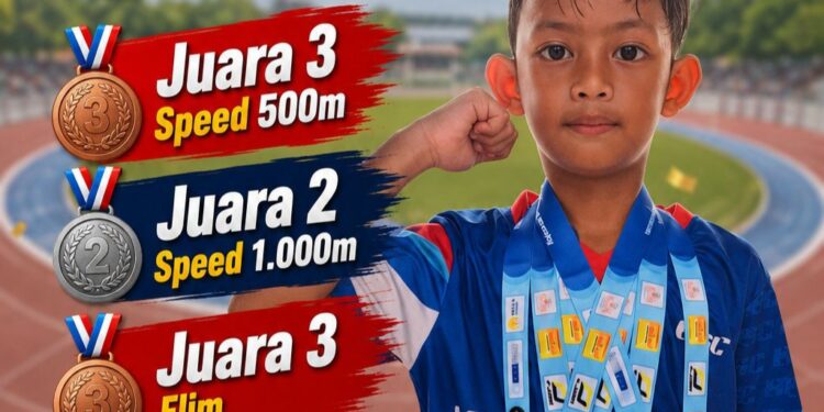 Keren! Muhammad Kairo Dzahin, Bocah asal Bogor Borong 4 Medali Kejurnas Sepatu Roda di Semarang